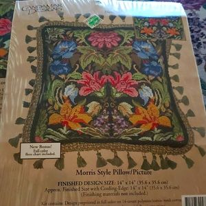 - Needlepoint pillow kit.